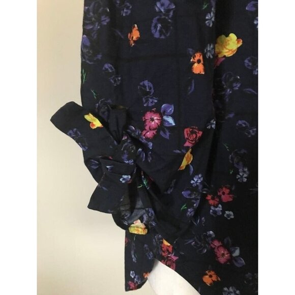 ARITIZIA BABATON Malik Blouse Off the Shoulder Top Size XXS Indigo Blue Floral - Picture 5 of 9